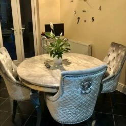 House Of Bling Furniture Boutique Dining Tables And Chairs Sets Oxford Table With 4 Silver Grey Lion Knock Chairs