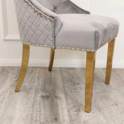 House Of Bling Furniture Boutique Dining Chairs Valencia Lion Knock Light Grey Chair Set