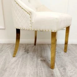 House Of Bling Furniture Boutique Valencia Lion Knock Plush Velvet Cream Chair Set