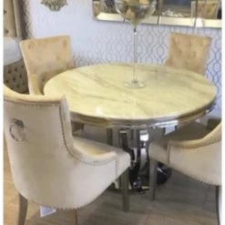 House Of Bling Furniture Boutique Louis Dining Table Cream With Ring Back Chairs