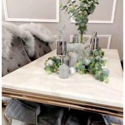 House Of Bling Furniture Boutique Cambridge Marble Table With Lion Knock Grey Chairs