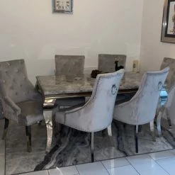 House Of Bling Furniture Boutique Cambridge Grey Marble Top With Our Light Grey Knocker Chairs 8 House Of Bling Furniture Boutique Cambridge Grey Marble Top With Our Light Grey Knocker Chairs