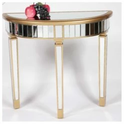 House Of Bling Furniture Boutique Valencia Moon Console Table With Gold Trim