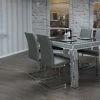House Of Bling Furniture Boutique Crushed Diamond Table With Faux Leather Grey Chairs