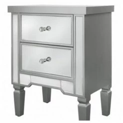 House Of Bling Furniture Boutique Bedside Cabinets Silver Trim Mirrored Bedside Table
