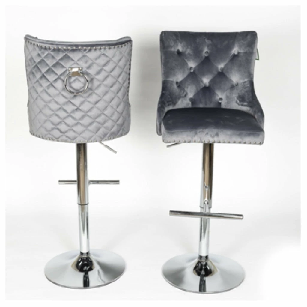 House Of Bling Furniture Boutique Lara Knocker Bar Stools Light Grey 4 House Of Bling Furniture Boutique Lara Knocker Bar Stools Light Grey
