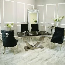 House Of Bling Furniture Boutique Madrid Black Marble Table With Knocker Chairs Dining Tables And Chairs Sets