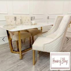 House Of Bling Furniture Dining Tables Zara Marble Dining Table With Chair Option