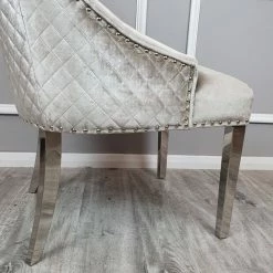 House Of Bling Furniture Boutique Valencia Lion Knock Plush Velvet Mink Cream Chair