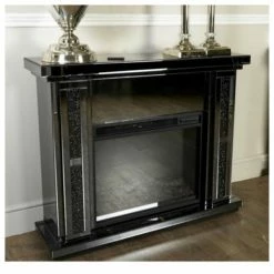 House Of Bling Furniture Boutique Black Crushed Diamond Fireplace Fire Places