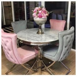 House Of Bling Furniture Boutique Marble Range Oxford Marble Table With Bentley Chairs