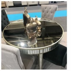 House Of Bling Furniture Boutique Venice Round Mirrored Dining Table Champagne