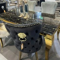 House Of Bling Furniture Black Marble Cambridge Table With Chair Option Dining Tables