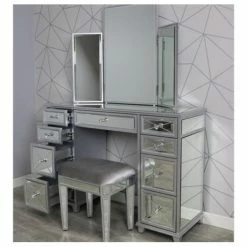 House Of Bling Furniture Boutique Sapphire Mirrored Dressing Table Set Dressing Tables