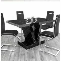 House Of Bling Furniture Boutique Bonita Dining Table Black Marble Affect