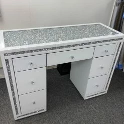 House Of Bling Furniture Boutique White Crushed Diamond Trim Dressing Table Dressing Tables