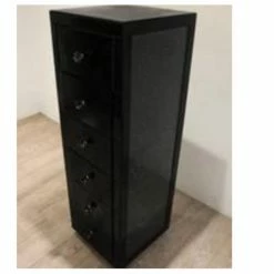 House Of Bling Furniture Boutique Drawers Elegance Crushed Diamond Tallboy Unit Black Gloss/white Gloss