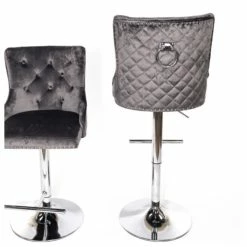 House Of Bling Furniture Boutique Lara Knocker Bar Stools Dark Grey