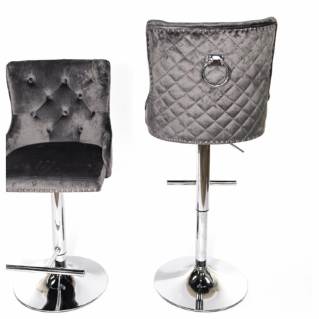 House Of Bling Furniture Boutique Lara Knocker Bar Stools Dark Grey 3 House Of Bling Furniture Boutique Lara Knocker Bar Stools Dark Grey