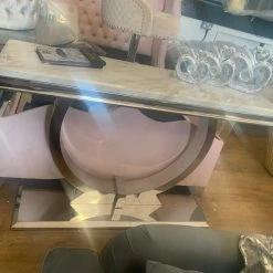 House Of Bling Furniture Boutique Buxford Marble Console Table Smoked Cream
