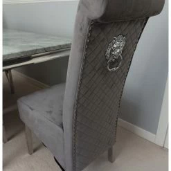 House Of Bling Furniture Boutique Dining Tables And Chairs Sets Grey Marble Cambridge Table With Elsa Lion Knock Chsirs