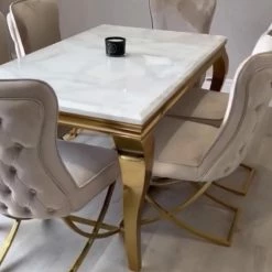 House Of Bling Furniture Cambridge Marble Table With Our Marbella Chairs Dining Tables And Chairs Sets