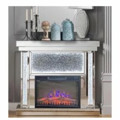 House Of Bling Furniture Boutique Fire Places Mirrored Tiered Crushed Diamond Fireplace