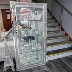 House Of Bling Furniture Boutique Crushed Diamond Display Cabinet Mirrored Side
