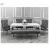 House Of Bling Furniture Boutique White Glass Table With 4 Lara Knock Chairs And Bench Dining Tables And Chairs Sets