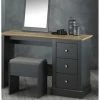 House Of Bling Furniture Boutique Plymouth Dressing Table Set In Grey