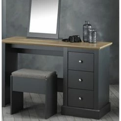 House Of Bling Furniture Boutique Plymouth Dressing Table Set In Grey