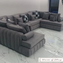 House Of Bling Furniture Boutique Oyster Oxford U Shape Chaise Sofa U Shape Sofas