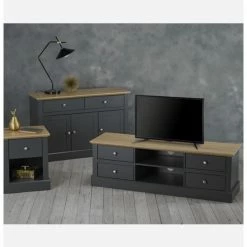 House Of Bling Furniture Boutique Devon Tv Unit In Grey TV Cabinets
