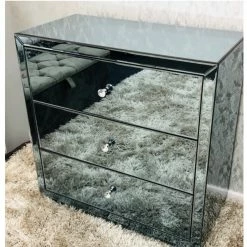 House Of Bling Furniture Boutique Smoked Mirror 3 Drawers