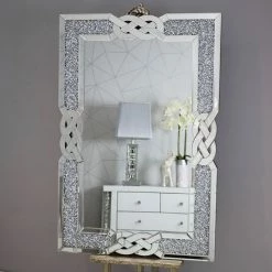 House Of Bling Furniture Boutique Latice Crushed Diamond Mirror Mirrors