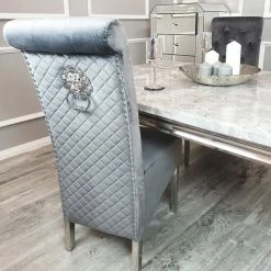 House Of Bling Furniture Boutique Elsie Dining Chair Grey Velvet Dining Chairs
