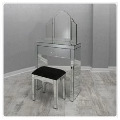 House Of Bling Furniture Boutique Small Clear Mirrored Dressing Table Set