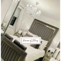 House Of Bling Furniture Boutique Luxury Linear Gold Trim Bed Beds