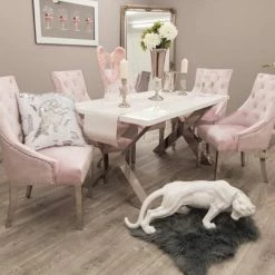 House Of Bling Furniture Boutique Louisa X Table With 4 Pink Knocker Chairs