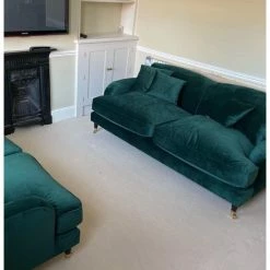 House Of Bling Furniture Boutique Billy Sofa Set On Caster Wheels In French Velvet Green