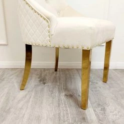 House Of Bling Furniture Boutique Devon Table In Gold With 4 Cream Chairs Dining Tables And Chairs Sets