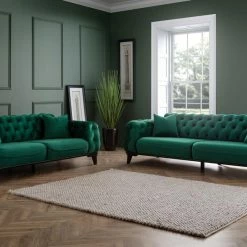 House Of Bling Furniture Boutique Roma Chesterfield Sofa Set In Green French Velvet Sofas