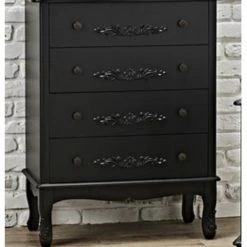 House Of Bling Furniture Boutique ANTOINETTE 4 Drawer Chest In Black