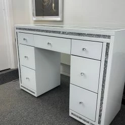 House Of Bling Furniture Boutique White Crushed Diamond Trim Dressing Table Dressing Tables