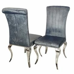 House Of Bling Furniture Boutique Distressed Charcoal Velvet Paris Chair Dining Chairs