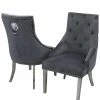 House Of Bling Furniture Boutique Dining Chairs Valencia Lion Knock Plush Velvet Dark Grey Chair