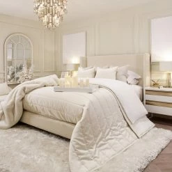 House Of Bling Furniture Boutique Lara Wing Bed In Teddy Fabric Luxury Beds