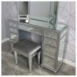 House Of Bling Furniture Boutique Sapphire Mirrored Dressing Table Set Dressing Tables