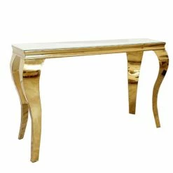 House Of Bling Furniture Boutique Cambridge Console Table Gold With White Glass Top Console Tables