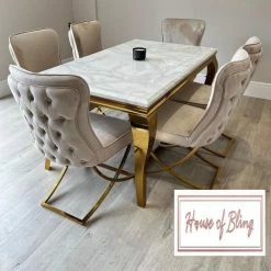 House Of Bling Furniture Cambridge Marble Table With Our Marbella Chairs Dining Tables And Chairs Sets